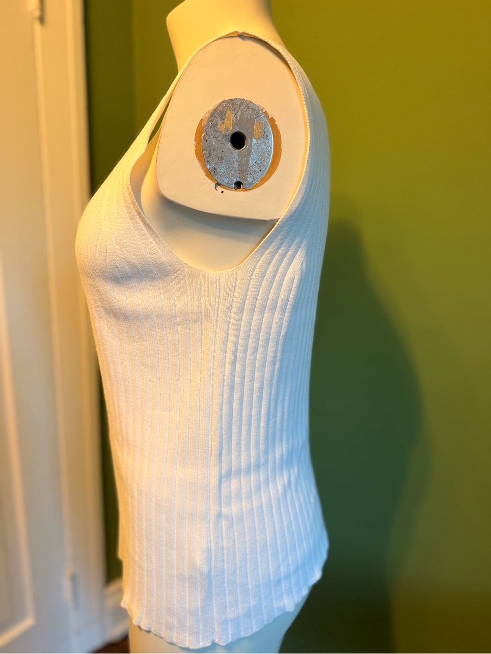 White Ribbed Square-Neck Tank Top - Picture 3 of 5